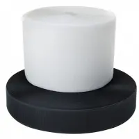 Two rolls of hook and loop fastener tape in white and black