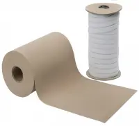 One beige roll and one white roll of flat knitted elastic
