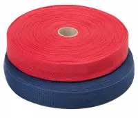 Two rolls of polypropylene tape in red and blue